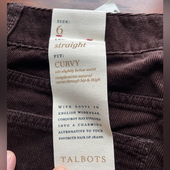 Talbots size 6 corduroy, straight leg & curvy fit.140. - Picture 4 of 4